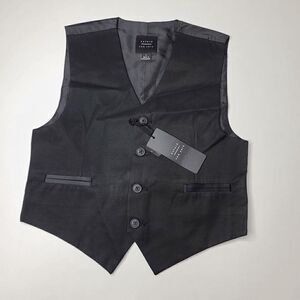 Oxford Boys Sleeveless Tuxedo Suit Vest Black Small